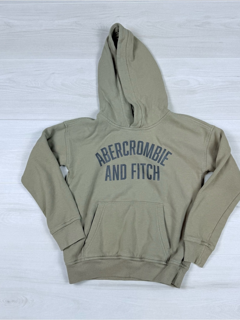 abercrombie kids olive pullover hoodie with navy logo